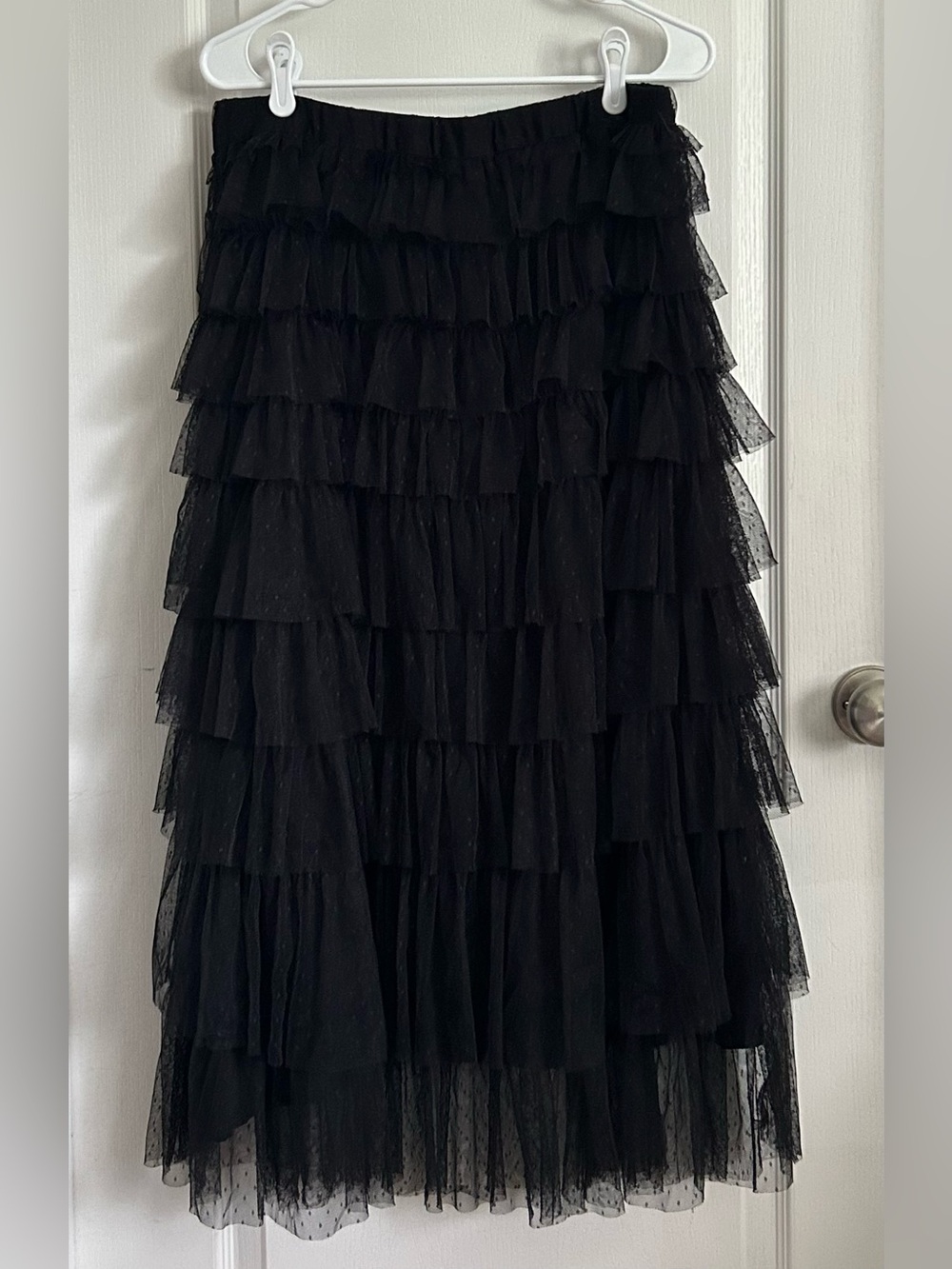 Cupcakes and Cashmere NWT Sz L Black Whimsigoth Waterfall Tulle Maxi Skirt